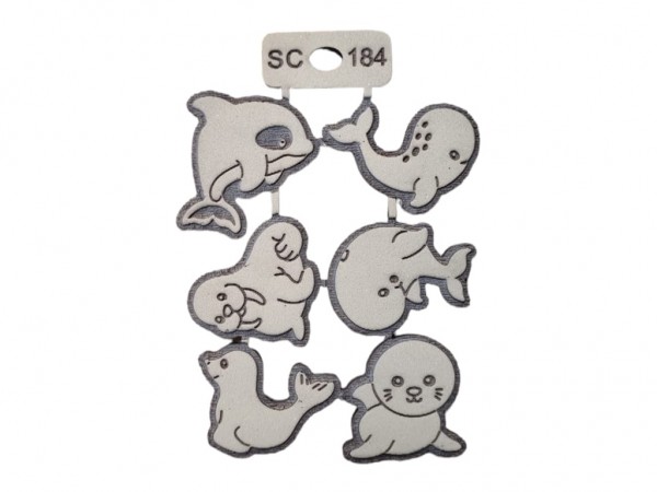 SELLOS SET ANIMALES MAR (4X5CM) 6 UNID - IND DEL ARTE / CORTE LASER