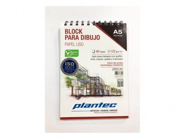 BLOCK DIBUJO ANILLADO A5 120g 40H LISO - PLANTEC