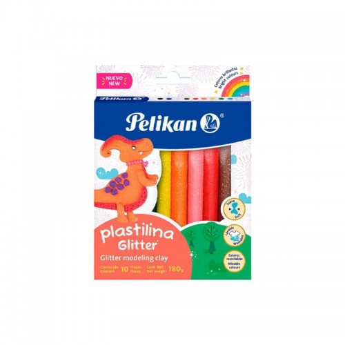 PLASTILINA PELIKAN 180g x10 SURT GLITTER - PELIKAN