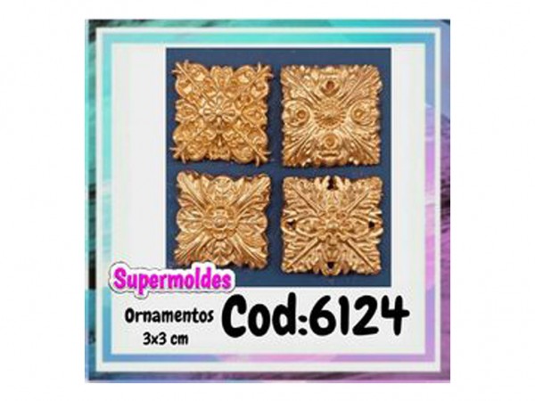 MOLDES RESINA ORNAMENTO 4u 3x3cm - SUPERMOLDES