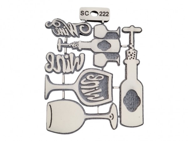 SELLOS SET WINE 6 A 14 CM X 6 - IND DEL ARTE / CORTE LASER