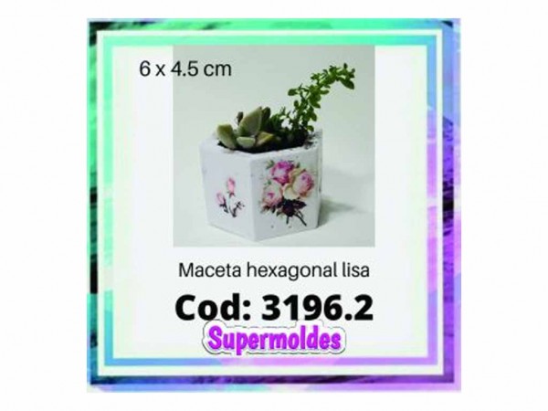 MOLDES RESINA MACETA 6X4.5 HEXAG LISA - SUPERMOLDES