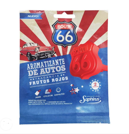 AROMATIZANTE AUTO "ROUTE 66" FRUTOS ROJOS - LIMPIEZA Y QUIMICOS CIDER