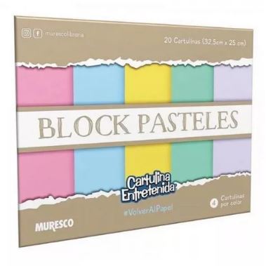 BLOCK CARTULINAS COLOR PASTEL LISOS 20H - MURESCO