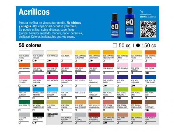 ACRILICOS EQ ARTE FLUO 50ml - EQ ARTE