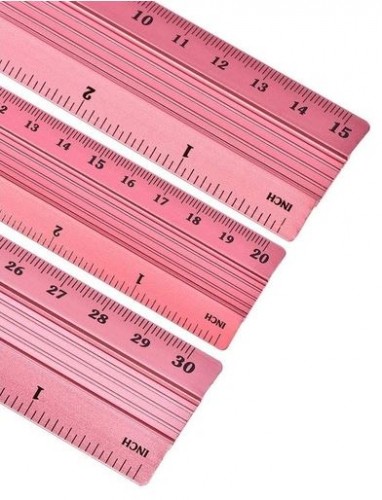 REGLA DE ALUMINIO PARA CORTE 30cm ROSA - IBICO