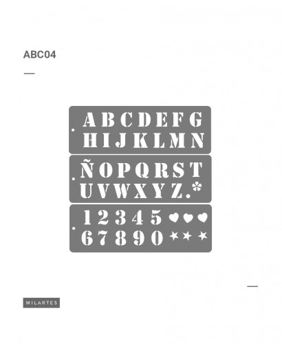 STENCIL MIL ARTES ABC LETRAS 3cm ALTO - MIL ARTES