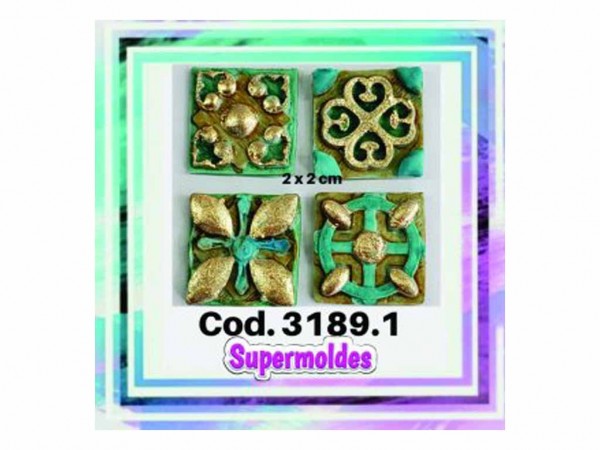 MOLDES RESINA AZULEJOS 4 Un 2X2cm - SUPERMOLDES