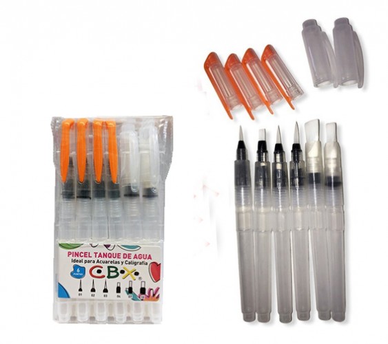 PINCELES CBX PARA AGUA x6 SURTIDOS 15cm - CBX