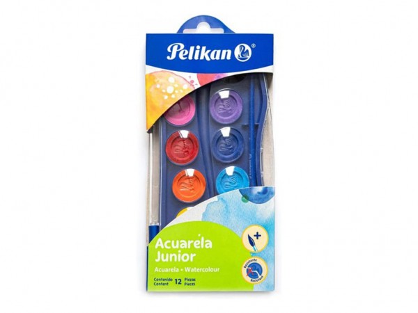 ACUARELAS PELIKAN JUNIOR x12 COM C/PINCE - PELIKAN