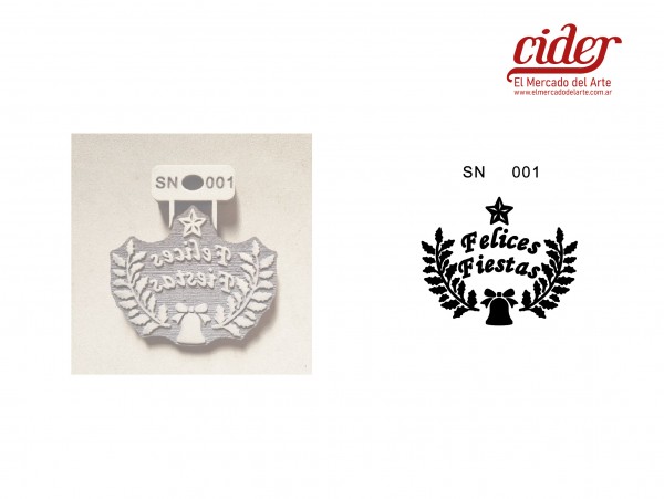 SELLOS SN001/FELICES FIESTAS 7x9cm - IND DEL ARTE / CORTE LASER