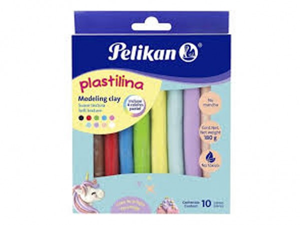 PLASTILINA PELIKAN 180g x10 SURT PASTEL - PELIKAN