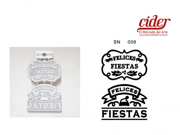 SELLOS SN008/FELICES FIESTAS N4 9cm - IND DEL ARTE / CORTE LASER