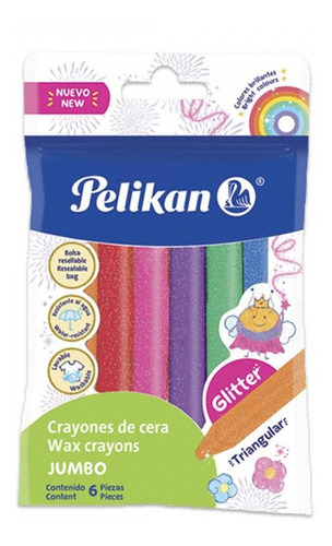 CRAYONES PELIKAN JUMBO TRIANG GLITTER x6 - PELIKAN