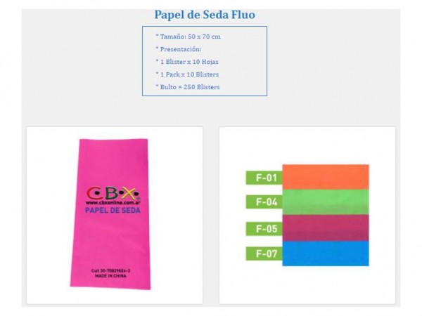 PAPEL SEDA/BARRIL PERL/FLUO 50x70cm - CBX