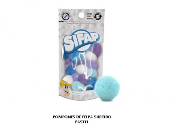 POMPON SURTIDO PASTEL 20mm x20 UNID - SIFAP