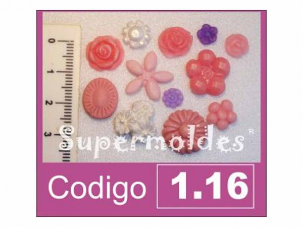 MOLDES RESINA MINI FLORES 12unid SURT - SUPERMOLDES