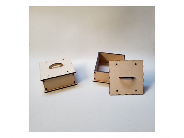 CAJAS CUADRADA (16x16x8) C/MANIJA C/ONDA - IND DEL ARTE / CORTE LASER