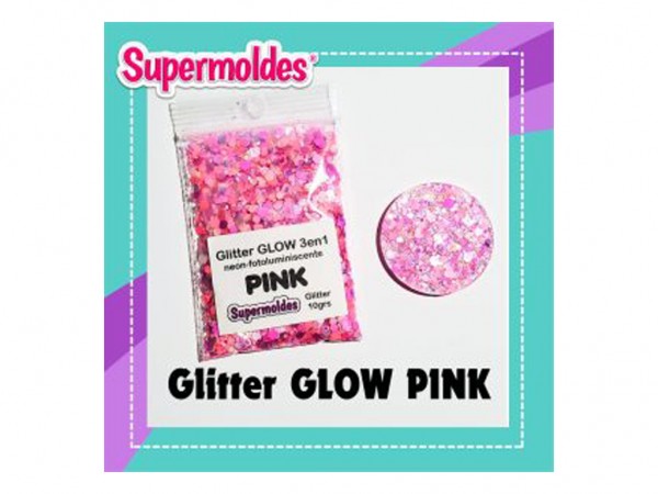 GLITTER GLOW 3en1 UV/LED/FOS PINK 10g - SUPERMOLDES
