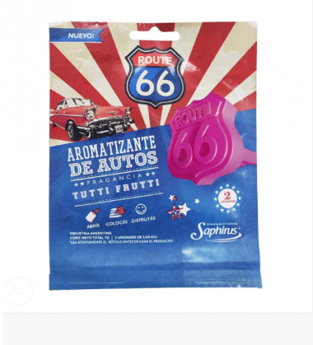 AROMATIZANTE AUTO "ROUTE 66" TUTTY FRUTTY - LIMPIEZA Y QUIMICOS CIDER