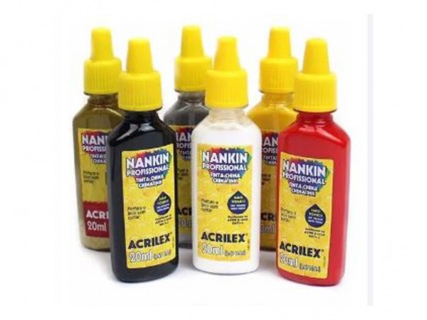 TINTA CHINA 20 ml ACRILEX ROJO FUEGO - ACRILEX