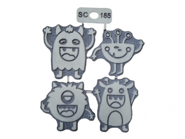 SELLOS SET MONSTRUOS (7X7CM) 4 UNID - IND DEL ARTE / CORTE LASER