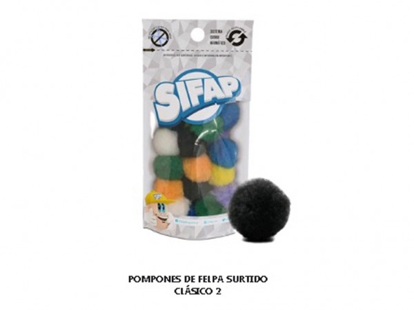 POMPON SURTIDO CLASICO 2 20mm x20UNID - SIFAP