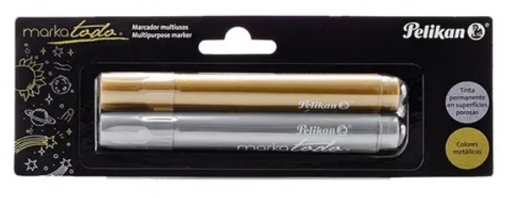 MARKATODO PELIKAN MULTIUSO x2 ORO/PLATA - PELIKAN