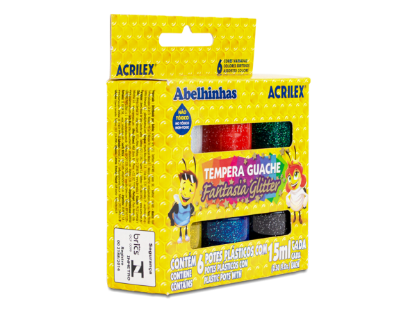 TEMPERAS GLITTER 6 COLORES 15 ML ACRILEX - ACRILEX