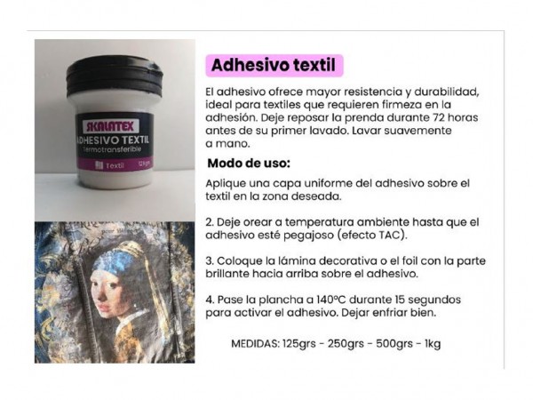 ADHESIVO TEXTIL TERMOTRANSFERIBLE 125g - SKALATEX