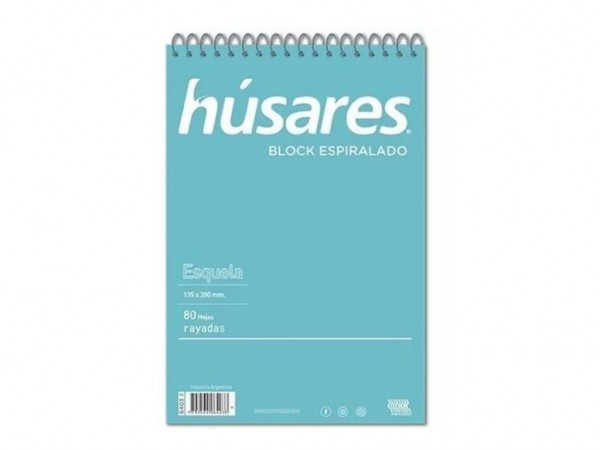 BLOCK ESPIRAL HUSARES A5 80H RAYADO - LIBRERIA