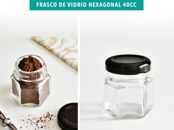 FRASCO VIDRIO HEXAG 40cc H:51.5mmT38 - ENVASES VIDRIO