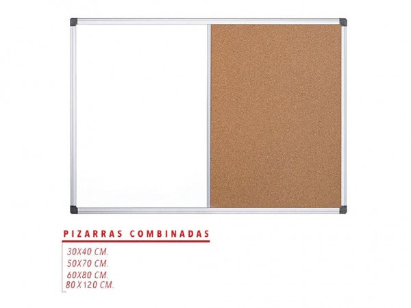 PIZARRA COMBINADA 30X40 BLANCA CORCHO - PIZARRAS