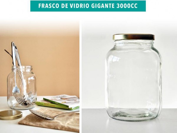 FRASCO VIDRIO GIGANTE3000cc H:216mm D110 - ENVASES VIDRIO