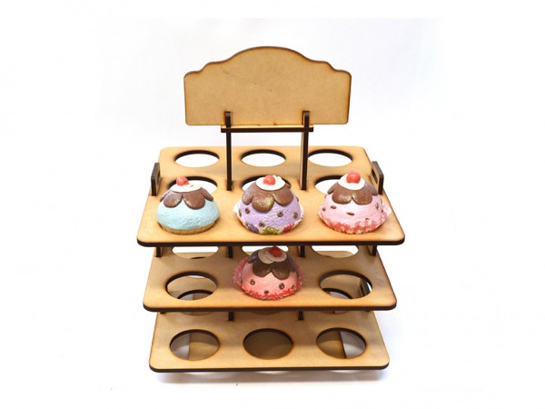 PORTA CUP CAKE x27 3 BAND DESM 28x28x37 - IND DEL ARTE / CORTE LASER