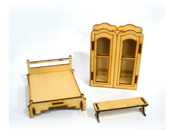 MUEBLES MUÑECAS DORMITORIO B x3 5mm - IND DEL ARTE / CORTE LASER