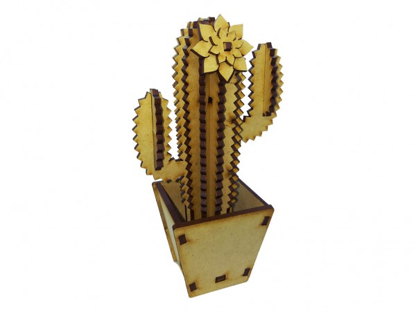 CACTUS CON MACETA N2 11x20x31cm 5mm - IND DEL ARTE / CORTE LASER