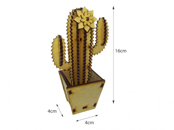 CACTUS CON MACETA N2 15cm 3mm - IND DEL ARTE / CORTE LASER