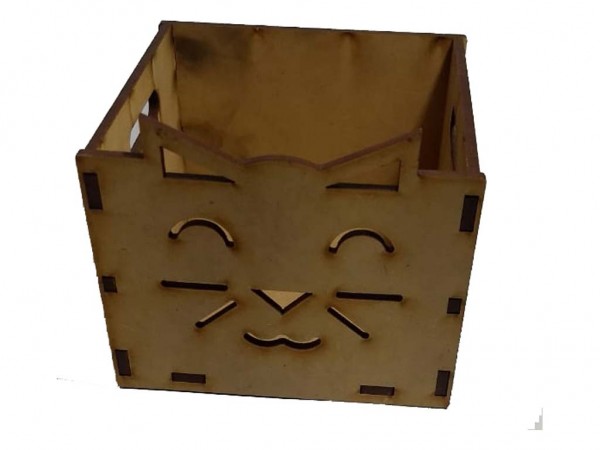 CAJON SOUV ANIMALES/GATO (9x10x10cm) - IND DEL ARTE / CORTE LASER