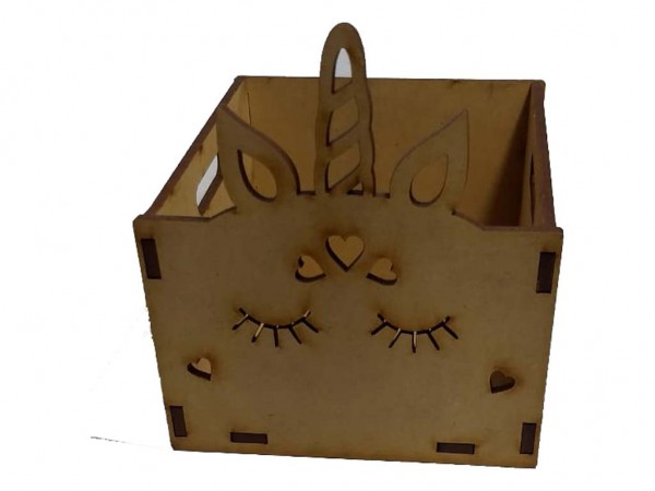 CAJON UNICORNIO CORAZON(10x11x11cm) 3mm - IND DEL ARTE / CORTE LASER