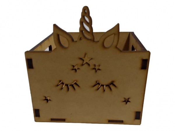 CAJON UNICORNIO ESTRELLAS (15x15x15)5mm - IND DEL ARTE / CORTE LASER