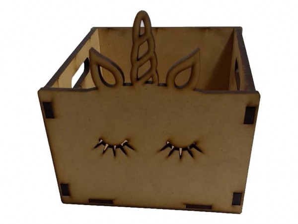 CAJON UNICORNIO LISO (15x15x15cm) 5mm - IND DEL ARTE / CORTE LASER