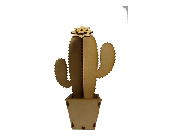 CACTUS CON MACETA N2 22cm 3mm - IND DEL ARTE / CORTE LASER