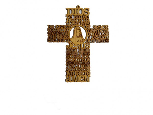 CRUZ DIOS TE SALVE (25x31) 5mm - IND DEL ARTE / CORTE LASER