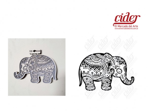 SELLOS BAJO RELIEVE SB038/ELEFANTE 10x16 - IND DEL ARTE / CORTE LASER