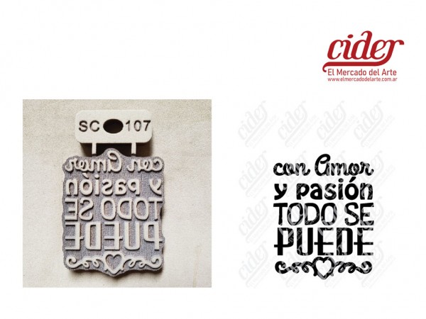 SELLOS SC107/CON AMOR Y PASION 7cm - IND DEL ARTE / CORTE LASER