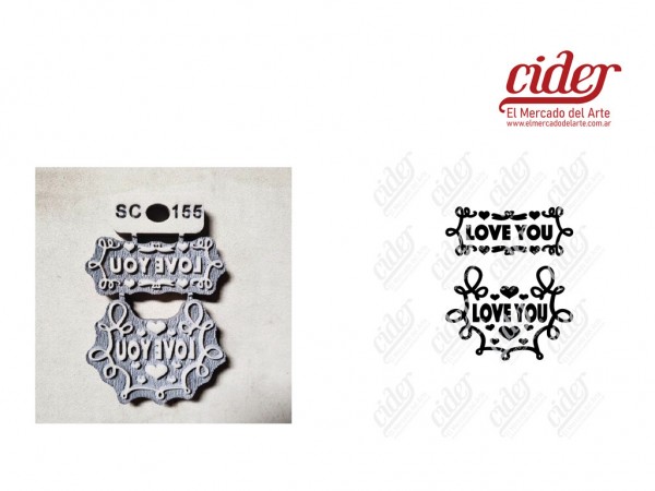 SELLOS SC155/LOVE YOU x2 unid 7cm - IND DEL ARTE / CORTE LASER