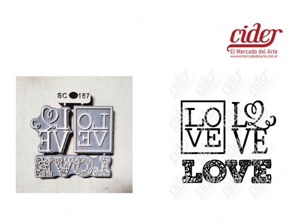 SELLOS SC157/LOVE x3 6cm 3 unidades - IND DEL ARTE / CORTE LASER