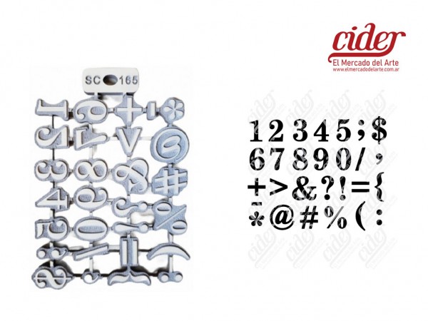 SELLOS SC165/SIMBOLOS NUMEROS x28 unid - IND DEL ARTE / CORTE LASER