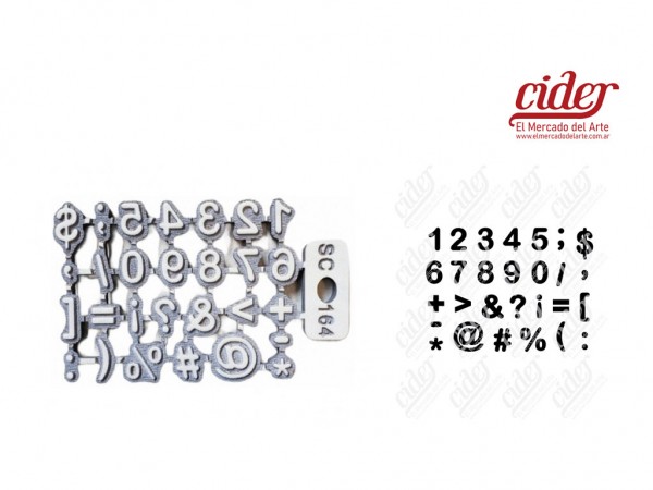 SELLOS SC164/SIMBOLOS NUMEROS x28 unid - IND DEL ARTE / CORTE LASER